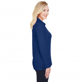 Devon & Jones DG20LW CrownLux Performance Ladies Plaited Long Sleeve Polo - True Royal