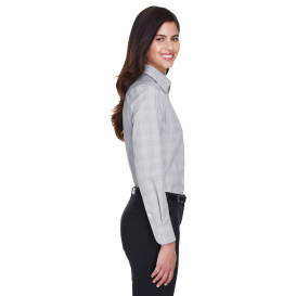 Devon & Jones DG520W Ladies Crown Woven Collection Glen Plaid - White/Graphite/Light Graphite