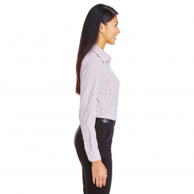 Devon & Jones DG540W CrownLux Performance Ladies Micro Windowpane Shirt - Burgundy/White