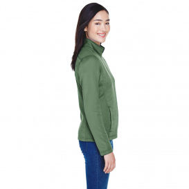 Devon & Jones DG796W Ladies Newbury Colorblock Melange Fleece Full Zip - Forest/Forest Heather