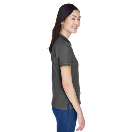 Harriton M200W Ladies 6 oz. Ringspun Cotton Pique Short-Sleeve Polo - Charcoal
