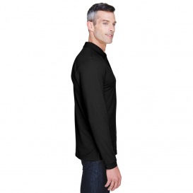 Harriton M265L Men's 5.6 oz. Easy Blend Long Sleeve Polo - Black