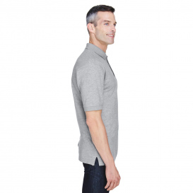 Harriton M265P Men\'s 5.6oz. Easy Blend Polo with Pocket - Grey Heather