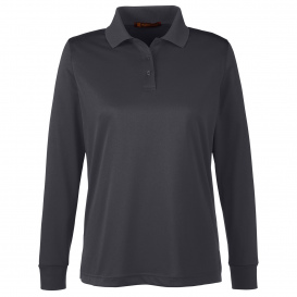 Harriton M348LW Ladies Advantage Snag Protection Plus IL Long Sleeve Polo - Dark Charcoal