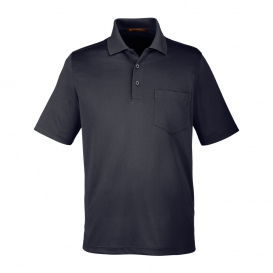 Harriton M348P Men's Advantage Snap Protection Plus IL Pocket Polo - Black