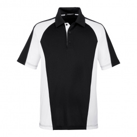 Harriton M385 Men\'s Advantage Snag Protection Plus IL Colorblock Polo - Black/White/Dark Charcoal