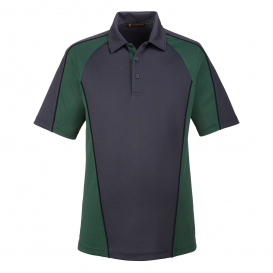 Harriton M385 Men\'s Advantage Snag Protection Plus IL Colorblock Polo - Dark Charcoal/Dark Green/Black