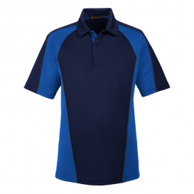 Harriton M385 Men's Advantage Snag Protection Plus IL Colorblock Polo - Dark Navy/True Royal/Dark Charcoal