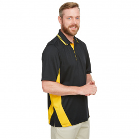 Harriton M386 Men\'s Flash Snag Protection Plus IL Colorblock Polo - Black/Sunray Yellow