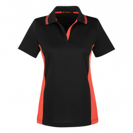 Harriton M386W Ladies Flash Snag Protection Plus IL Colorblock Polo - Black/Team Orange