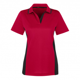 Harriton M386W Ladies Flash Snag Protection Plus IL Colorblock Polo - Red/Black