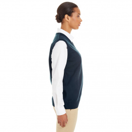 Harriton M415W Ladies Pilbloc V-Neck Sweater Vest - Dark Navy
