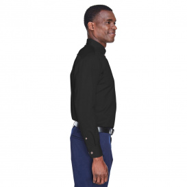Harriton M500 Easy Blend Long-Sleeve Twill Shirt with Stain Release - Black