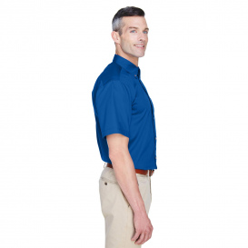 Harriton M500S Men\'s Easy Blend Short-Sleeve Twill Shirt with Stain Release - French Blue