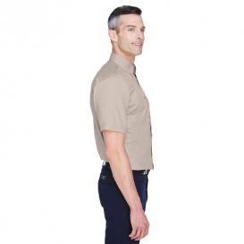 Harriton M500S Men's Easy Blend Short-Sleeve Twill Shirt with Stain Release - Stone