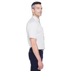 Harriton M500S Men's Easy Blend Short-Sleeve Twill Shirt with Stain Release - White