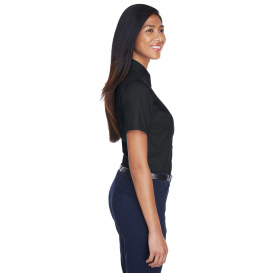 Harriton M500SW Ladies Easy Blend Short Sleeve Twill Shirt with Stain Release - Black