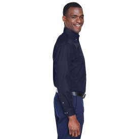 Harriton M500T Men's Tall Easy Blend Long Sleeve Twill Shirt with Stain Release - Navy