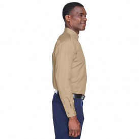 Harriton M500T Men\'s Tall Easy Blend Long Sleeve Twill Shirt with Stain Release - Stone