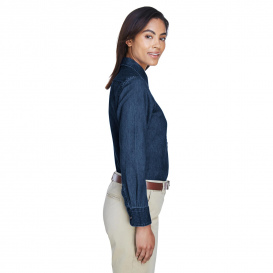 Harriton M550W Ladies 6.5 oz. Long Sleeve Denim Shirt - Dark Denim
