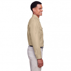 Harriton M580L Men's Key West Long Sleeve Performance Staff Shirt - Khaki
