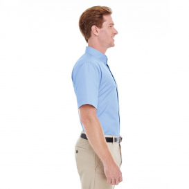 Harriton M582 Men\'s Foundation 100% Cotton Short-Sleeve Twill Shirt with Teflon - Industry Blue