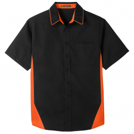 Harriton M586T Men's Tall Flash IL Colorblock Short-Sleeve Shirt - Black/Team Orange
