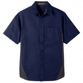 Harriton M586T Men\'s Tall Flash IL Colorblock Short-Sleeve Shirt - Dark Navy/Dark Charcoal