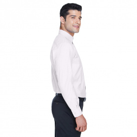 Harriton M600 Men's Long Sleeve Oxford with Stain Release - White