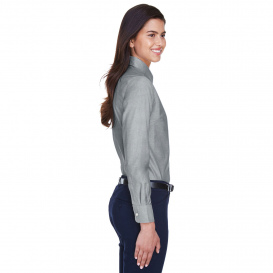 Harriton M600W Ladies Long Sleeve Oxford with Stain Release - Oxford Grey