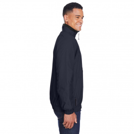 Harriton M740 Adult Fleece Lined Nylon Jacket - Navy/Black