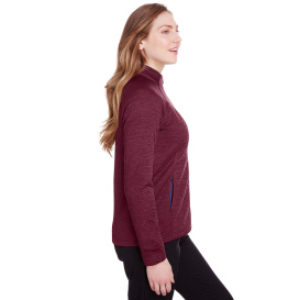 North End NE712W Ladies Flux 2.0 Full-Zip Jacket - Burgundy Heather/Olympic Blue