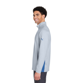 PUMA Golf PG410 Mesa Stripe Quarter-Zip - Lake Blue/Bright White