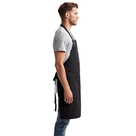 Reprime RP121 Unisex Barley Contrast Stitch Sustainable Bib Apron - Black/Charcoal
