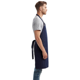 Reprime RP121 Unisex Barley Contrast Stitch Sustainable Bib Apron - Navy/Camel