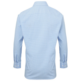 Reprime RP220 Men\'s Microcheck Gingham Long-Sleeve Cotton Shirt - Light Blue/White