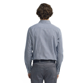 Reprime RP220 Men\'s Microcheck Gingham Long-Sleeve Cotton Shirt - Navy/White