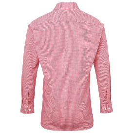 Reprime RP220 Men\'s Microcheck Gingham Long-Sleeve Cotton Shirt - Red/White
