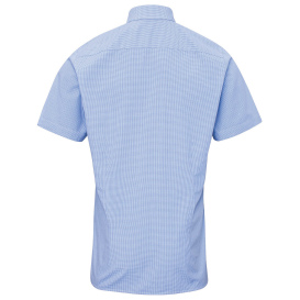 Reprime RP221 Men\'s Microcheck Gingham Short-Sleeve Cotton Shirt - Light Blue/White