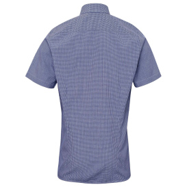Reprime RP221 Men\'s Microcheck Gingham Short-Sleeve Cotton Shirt - Navy/White
