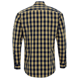 Reprime RP250 Men\'s Mulligan Check Long-Sleeve Cotton Shirt - Camel/Navy