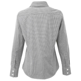 Reprime RP320 Ladies\' Microcheck Gingham Long-Sleeve Cotton Shirt - Black/White
