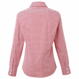 Reprime RP320 Ladies\' Microcheck Gingham Long-Sleeve Cotton Shirt - Red/White