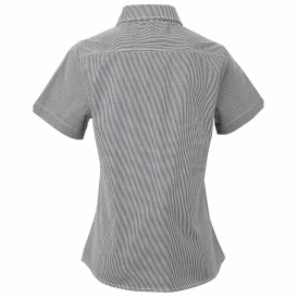 Reprime RP321 Ladies\' Microcheck Gingham Short-Sleeve Cotton Shirt - Black/White
