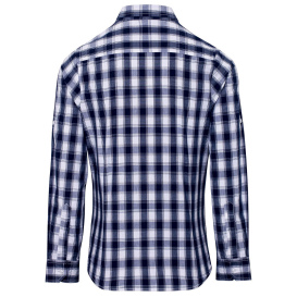 Reprime RP350 Ladies\' Mulligan Check Long-Sleeve Cotton Shirt - White/Navy