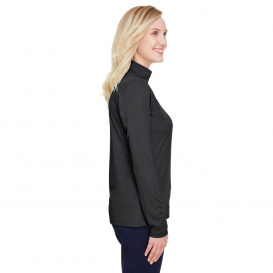 Team 365 TT31HW Ladies Zone Sonic Heather Performance Quarter-Zip - Black Heather