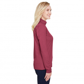 Team 365 TT31HW Ladies Zone Sonic Heather Performance Quarter-Zip - Sport Maroon Heather
