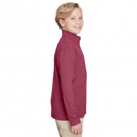Team 365 TT31HY Youth Zone Sonic Heather Performance Quarter-Zip - Sport Maroon Heather
