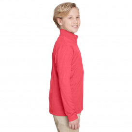 Team 365 TT31HY Youth Zone Sonic Heather Performance Quarter-Zip - Sport Red Heather