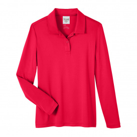 Team 365 TT51LW Ladies Zone Performance Long Sleeve Polo - Sport Red